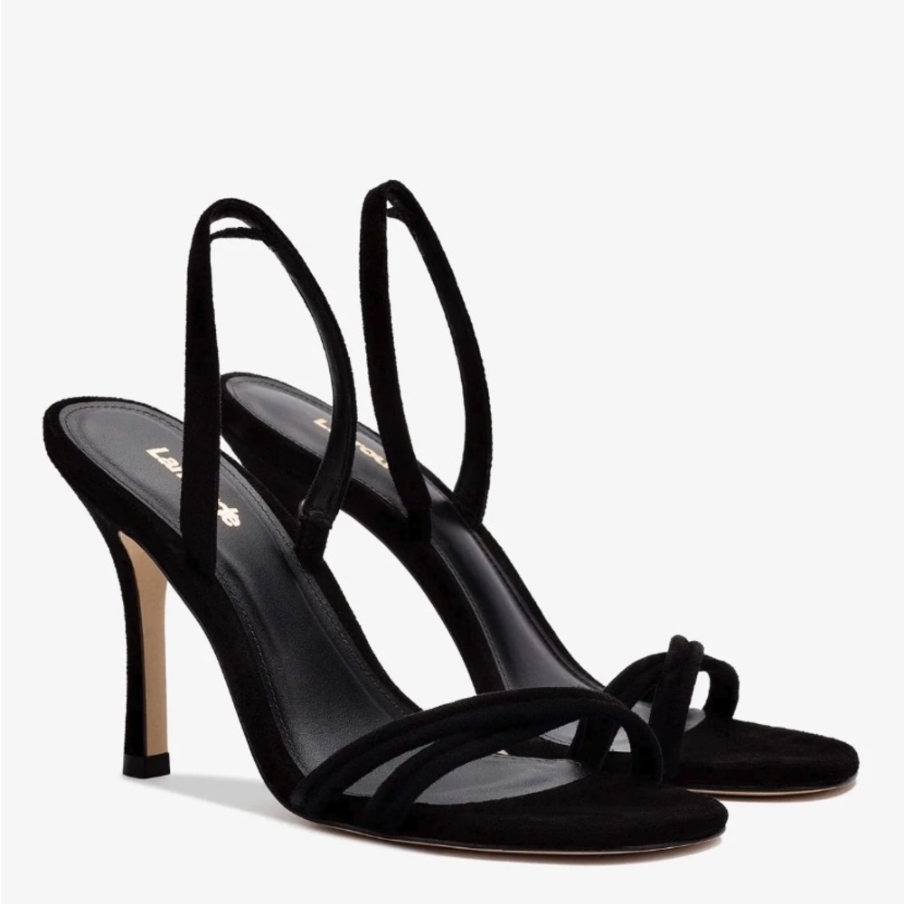 Larroude Annie Sandal in Black Suede